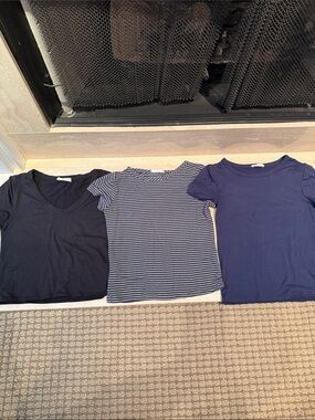 Junior Black, Navy & Navy Stripe Short Sleeve Tee Bundle